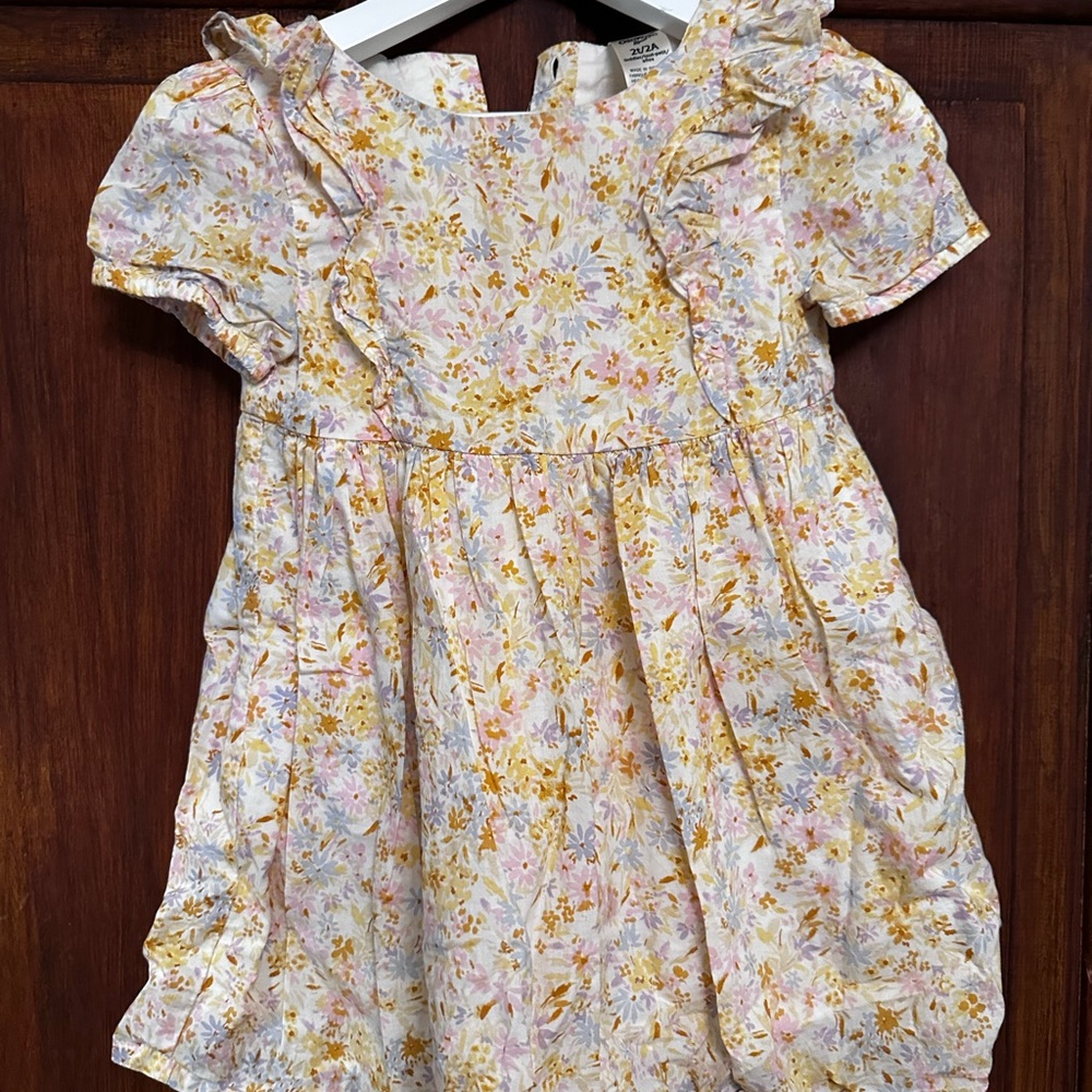 OshKosh B'gosh Yellow and Pink Short Sleeve Dress